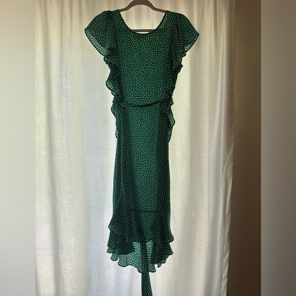 Vintage 00’s Max Studio Green Polka Dot Ruffle Dress